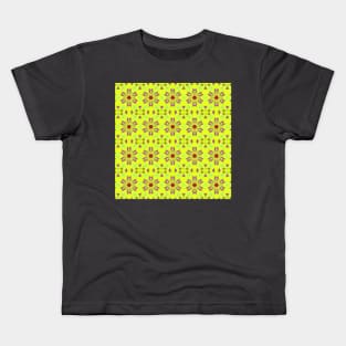 Yellow Background Flowers Pattern Kids T-Shirt